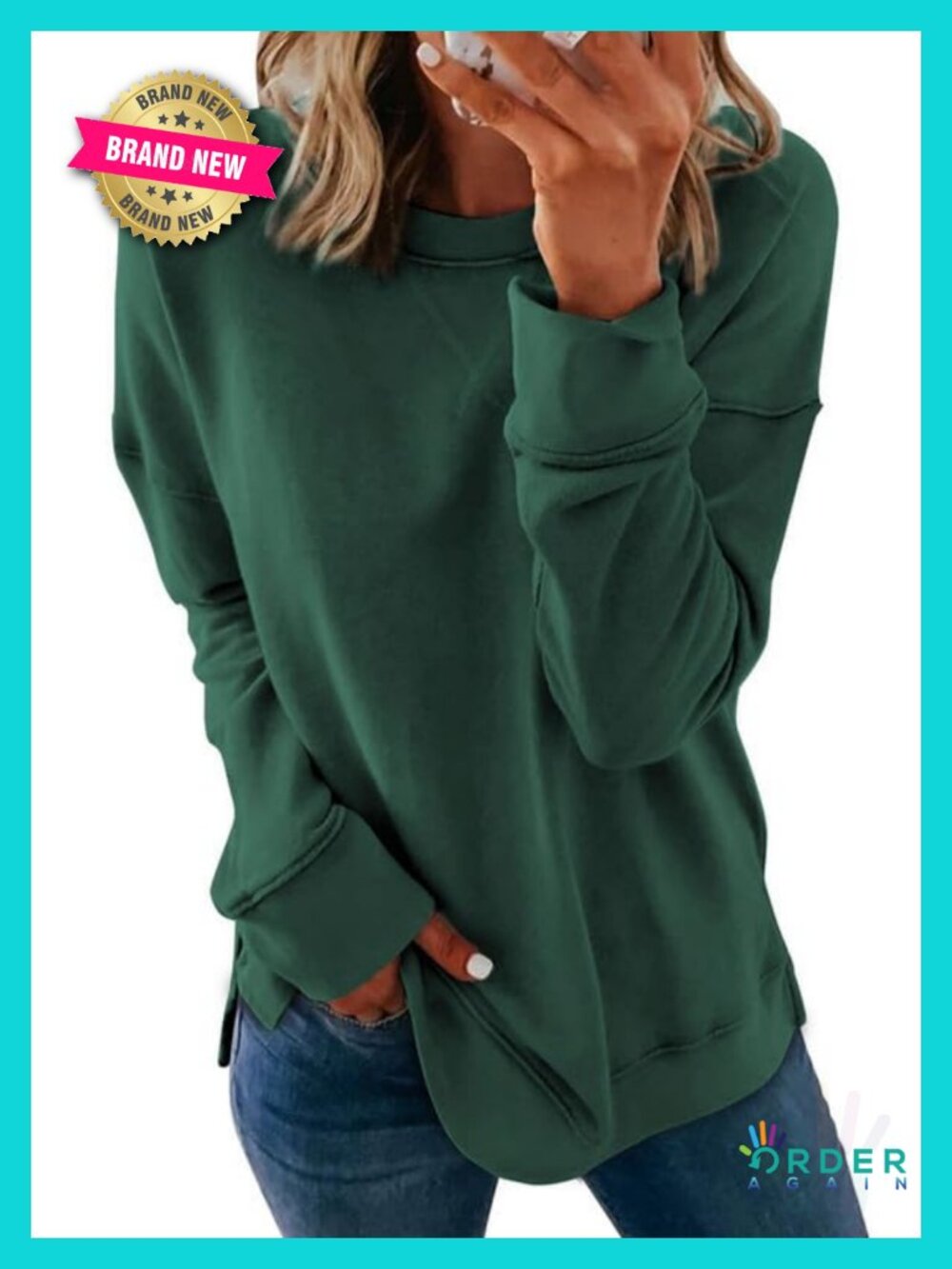 Womens Casual Crew Neck Sweatshirt Loose Long Sleeve Pullover Top